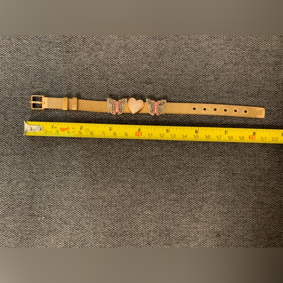 Metal mesh rose gold stainless steel bracelet with butterfly and heart charms! - Picture 1 of 1